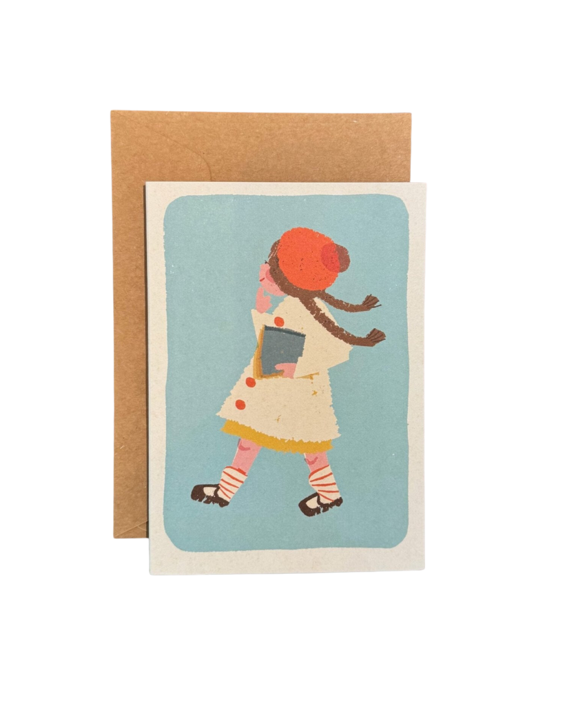 Girl With Books Card