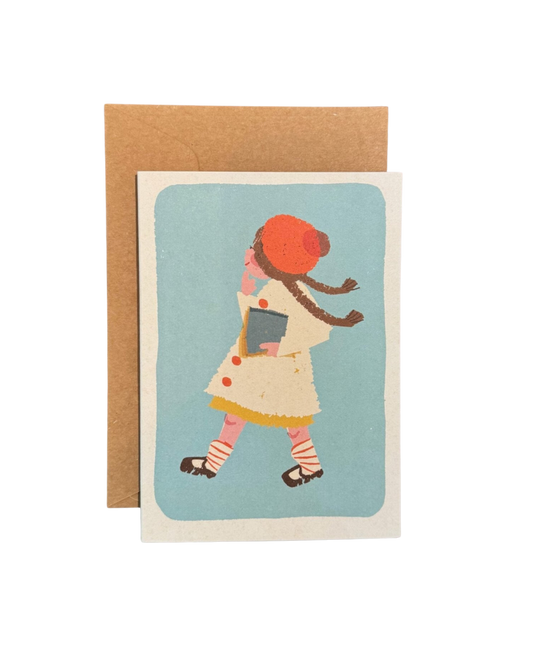 Girl With Books Card