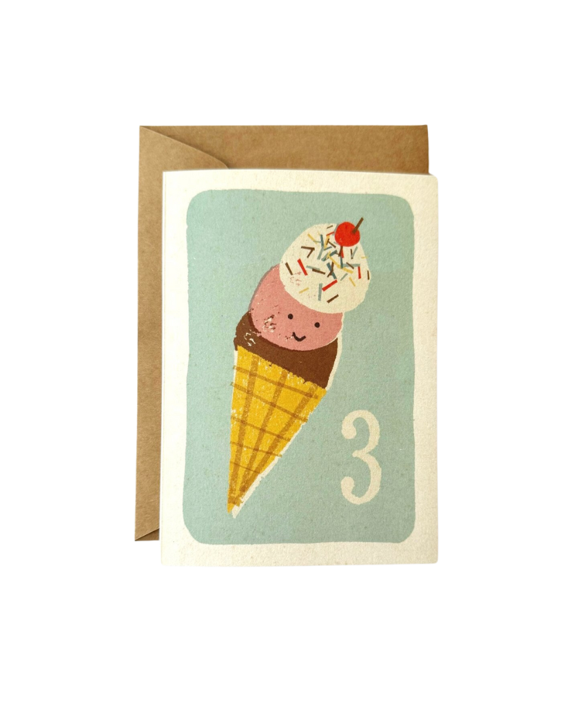 Age 3 Icecream Scoops Birthday Card