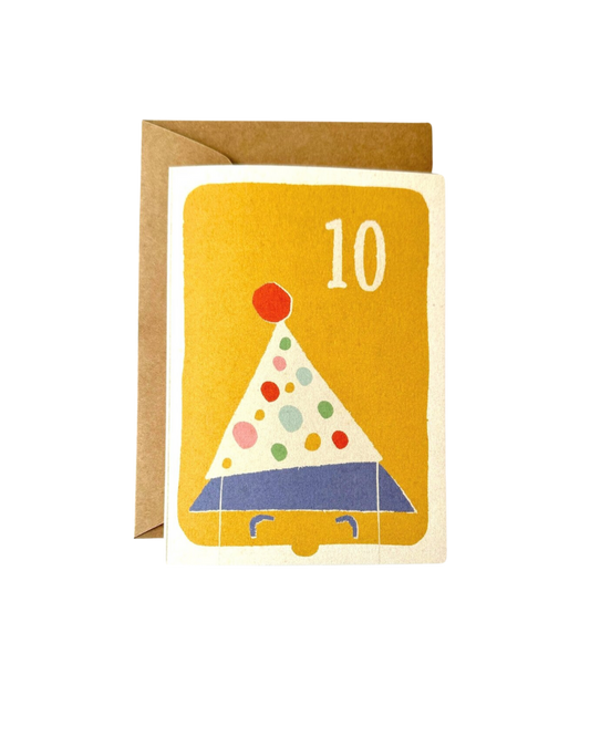 Age 10 Party Hat Card