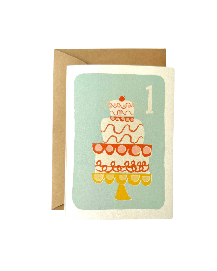 Age 1 Retro Cake Birthday Card