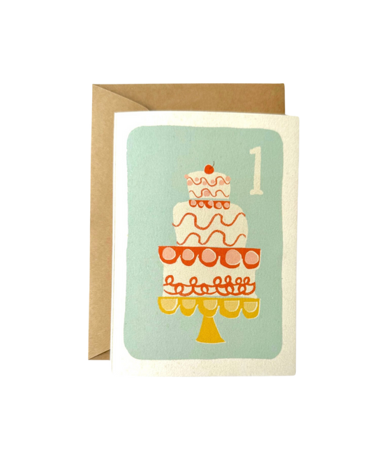 Age 1 Retro Cake Birthday Card