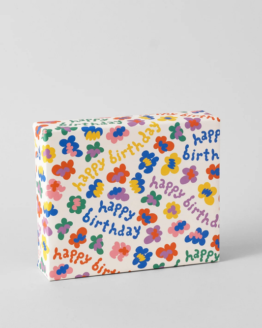 Happy Birthday Flower Burst Wrapping Paper