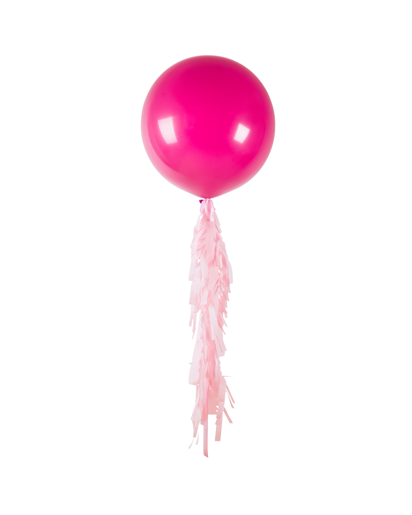 Fuchsia Jumbo Balloon and Fringe Filled with Helium