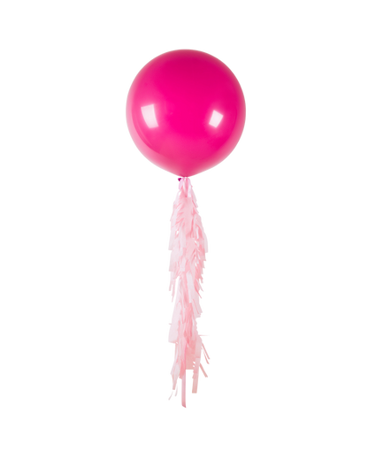Fuchsia Jumbo Balloon and Fringe Filled with Helium