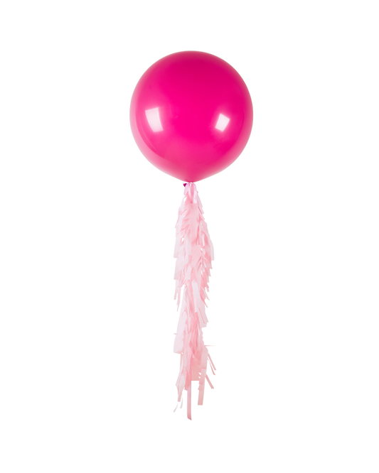 Fuchsia Jumbo Balloon and Fringe Filled with Helium