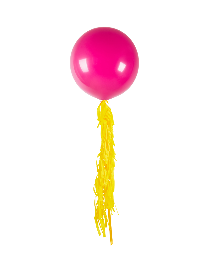 Fuchsia Jumbo Balloon and Fringe Filled with Helium