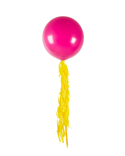 Fuchsia Jumbo Balloon and Fringe Filled with Helium