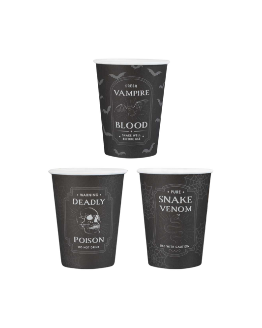 Black Potion Label Paper Cups