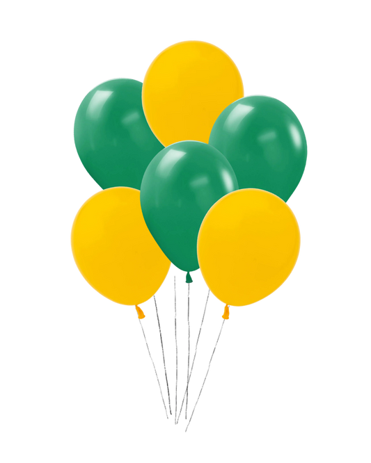 Go Aussies! Green and Gold Balloon Bunch Filled with Helium