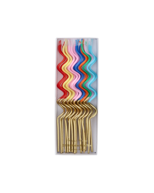 Gold Dipped Rainbow Swirly Candles