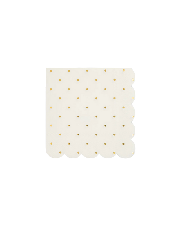 Gold Polka Dot Scalloped Napkins