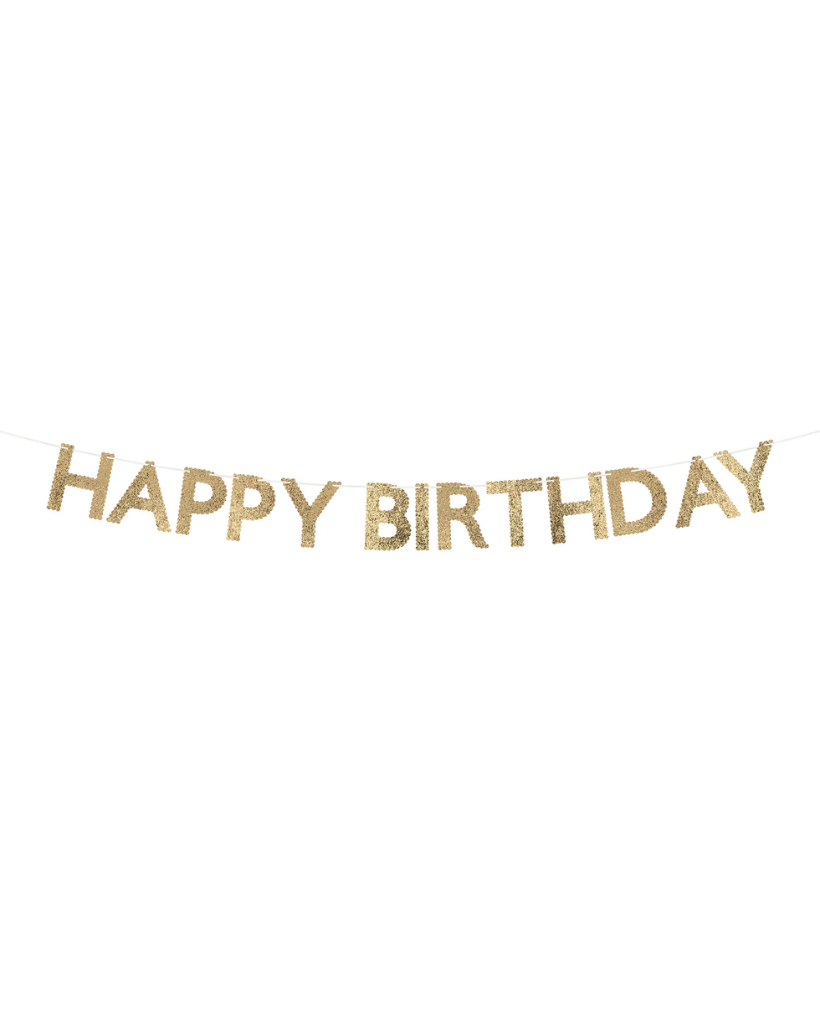 Gold Glitter Happy Birthday Garland