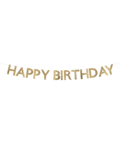 Gold Glitter Happy Birthday Garland