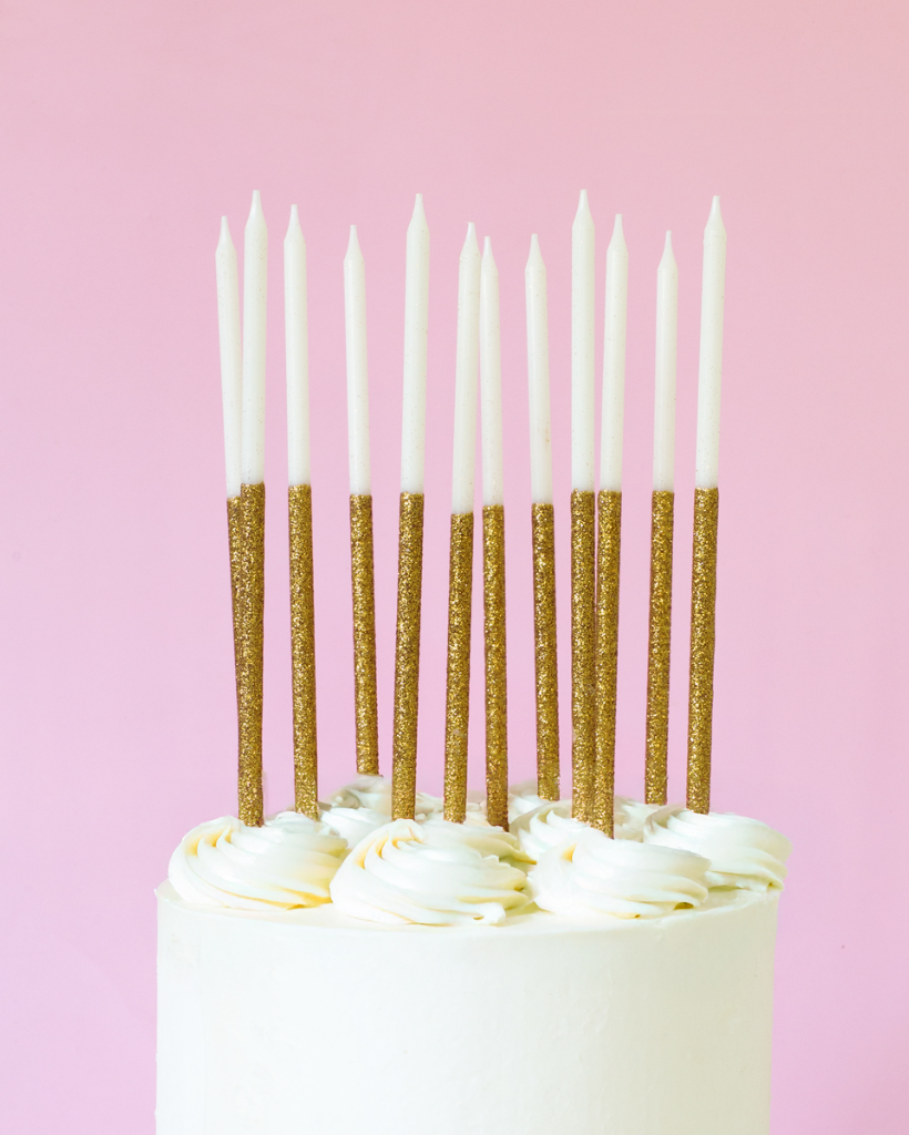 Gold Glitter Dipped Birthday Candles
