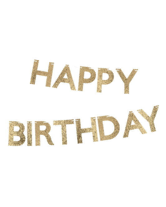 Gold Glitter Happy Birthday Garland