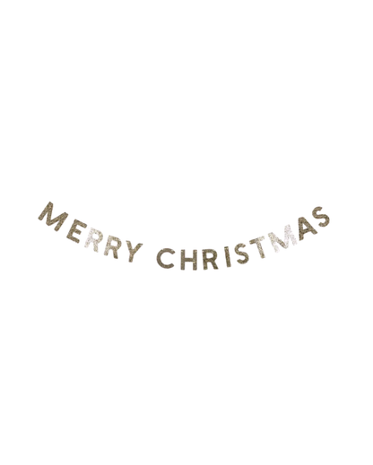 Chunky Gold Glitter Merry Christmas Banner