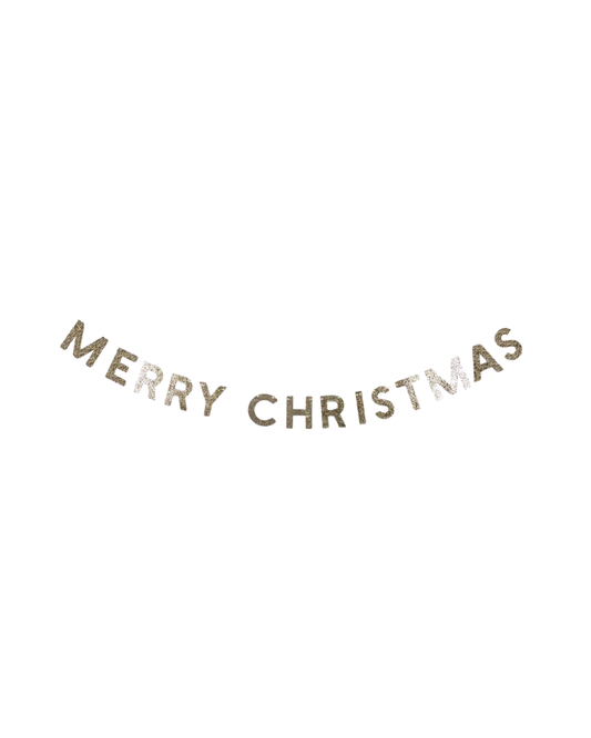 Chunky Gold Glitter Merry Christmas Banner