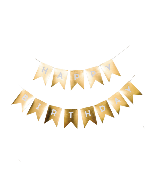 Gold Happy Birthday Banner