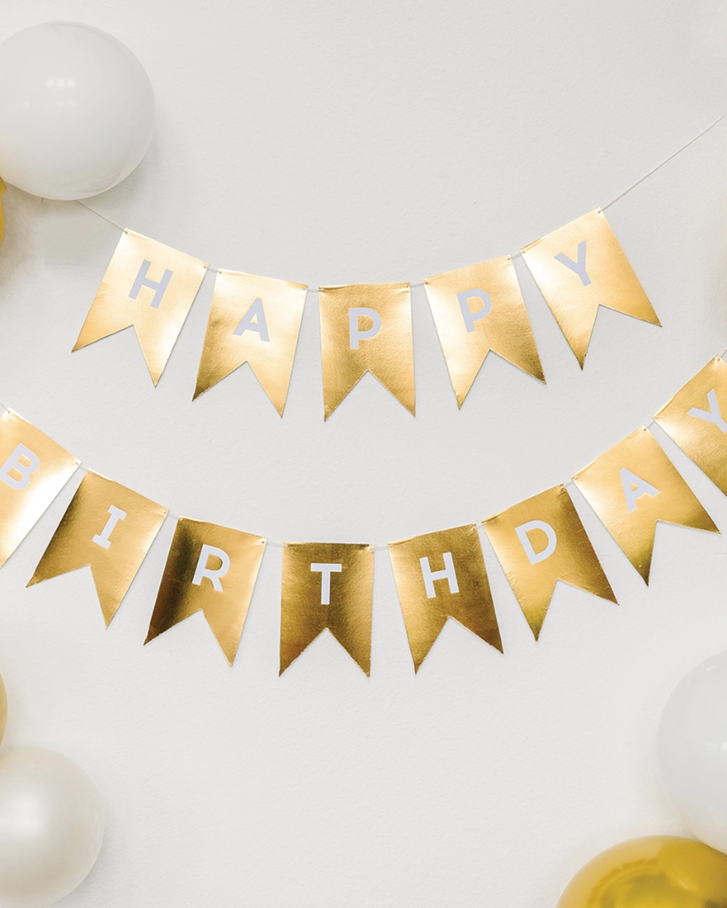 Gold Happy Birthday Banner