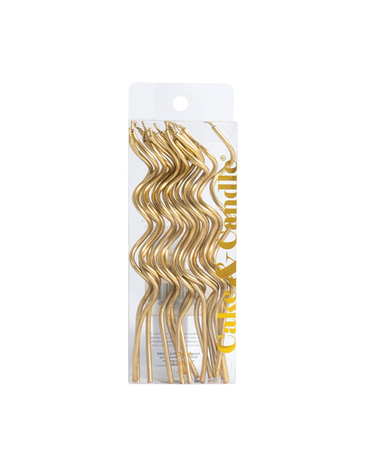 gold swirly candles for cake