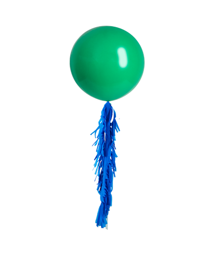 Green Jumbo Balloon and Fringe Filled with Helium