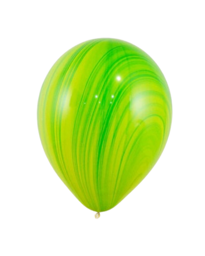 5 Flat Green Marble Standard Balloons