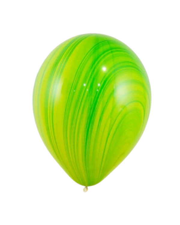5 Flat Green Marble Standard Balloons
