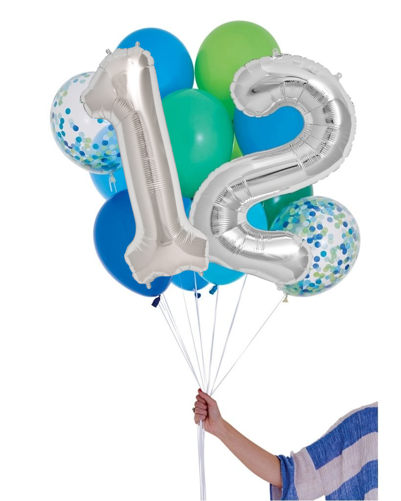 Handsome Balloon Set and Foil Number Filled with Helium