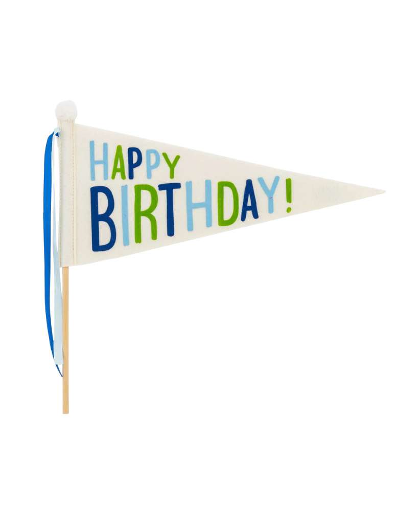Blue and Green Felt Happy Birthday Pennant