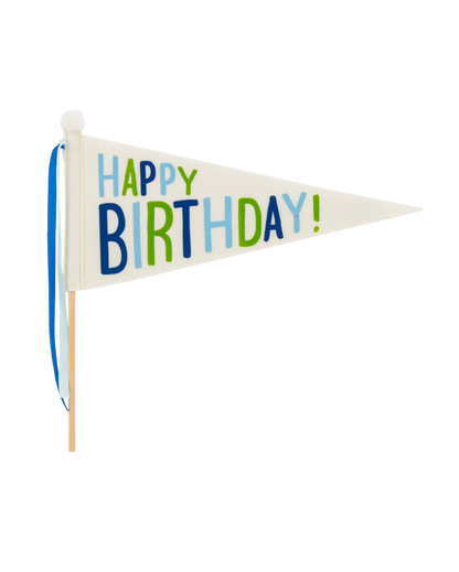 Blue and Green Felt Happy Birthday Pennant