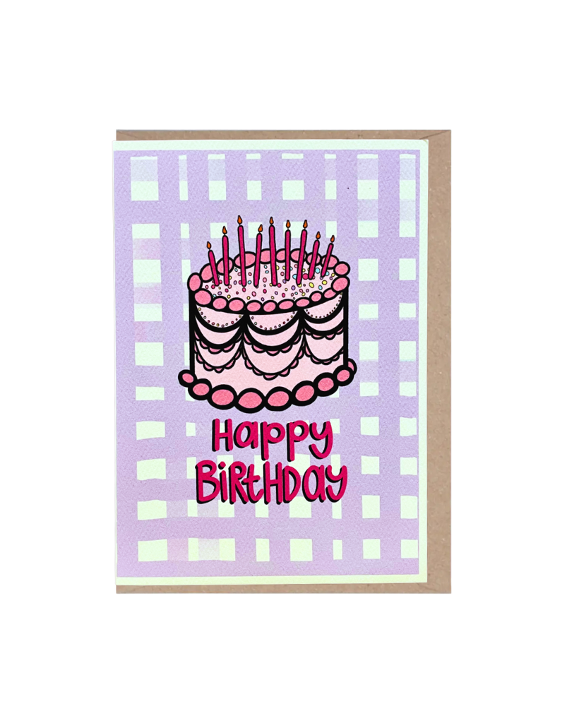 Lilac Check Birthday Card