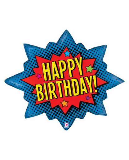 Superhero comic happy birthday balloon