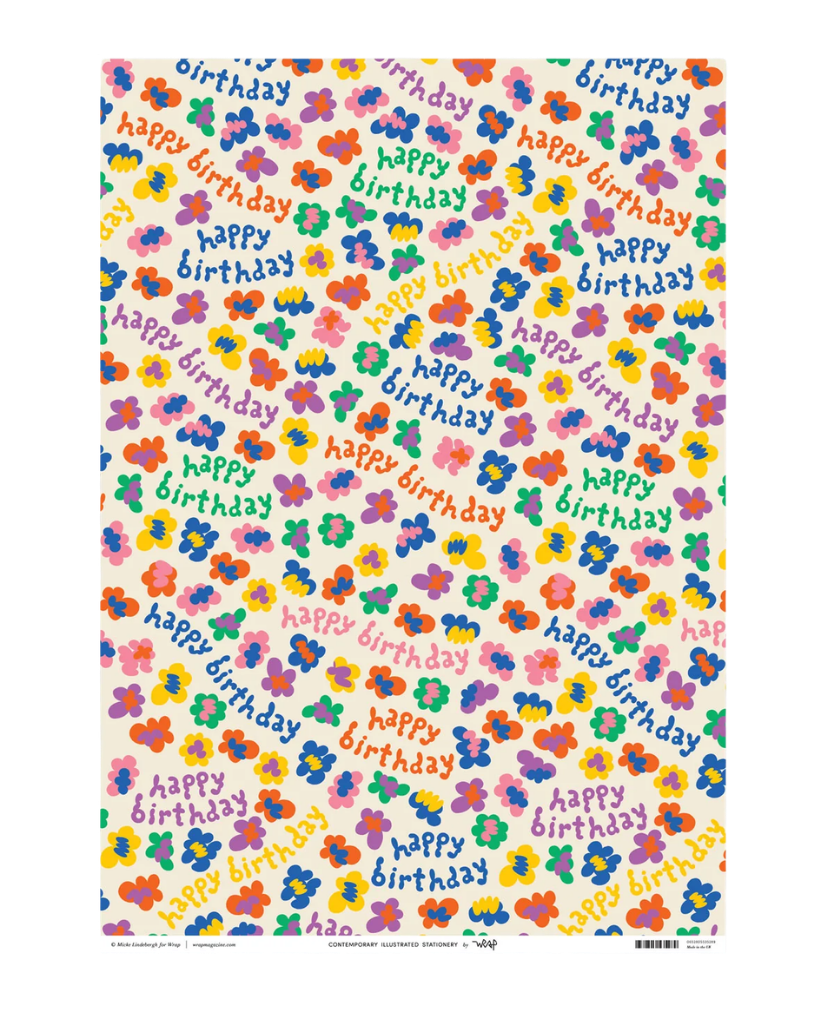 Happy Birthday Flower Burst Wrapping Paper
