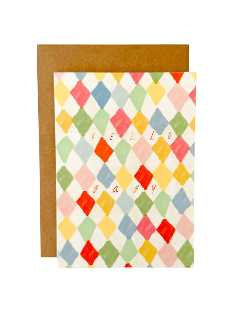 Hello Baby Pastel Diamonds Card
