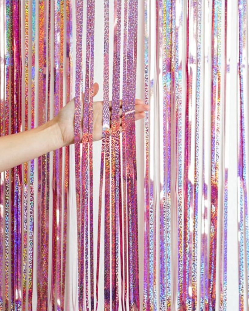 Holographic Light Pink Foil Curtain