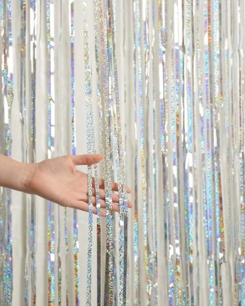 Holographic Silver Foil Curtain