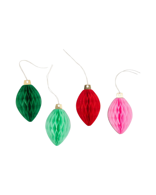 Honeycomb Christmas Light Bulb Gift Tag Set