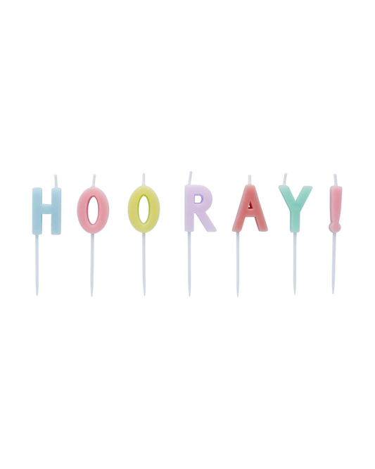 Pastel "Hooray!" Birthday Candles