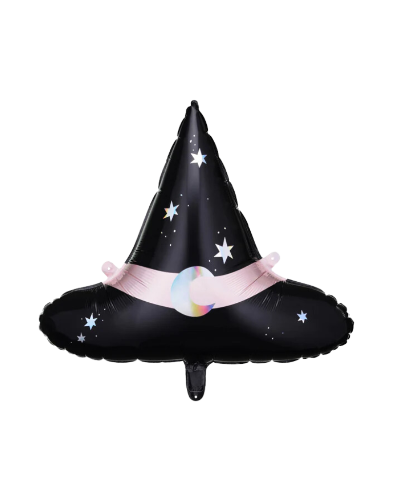 Party Decor witch hat foil balloon - inflated helium balloons by Poppies For Grace party shop in Hawthorn.
