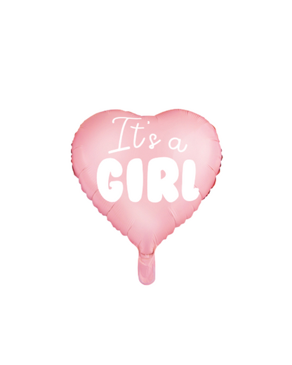 It's a girl pink heart balloon for new baby or baby shower