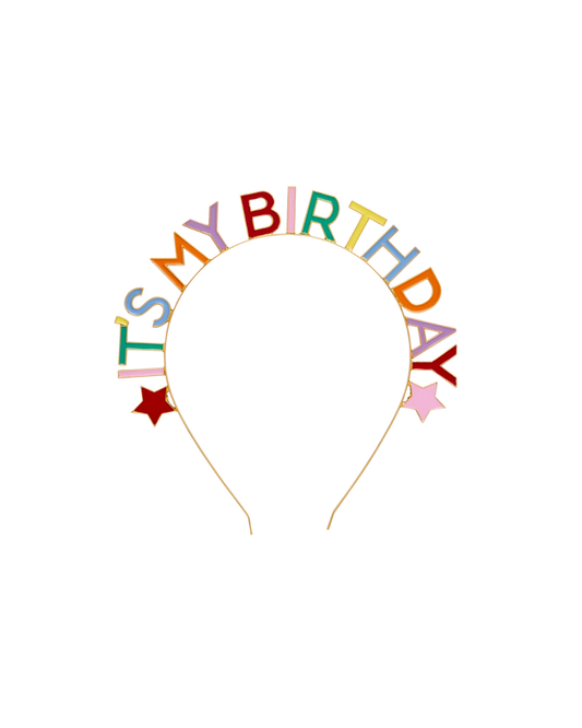 Colourful 'It's My Birthday' headband party hat