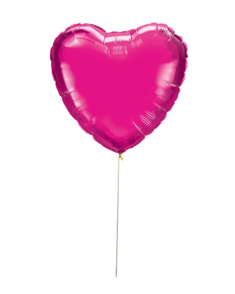 A bright pink jumbo heart-shaped foil balloon inflated with helium