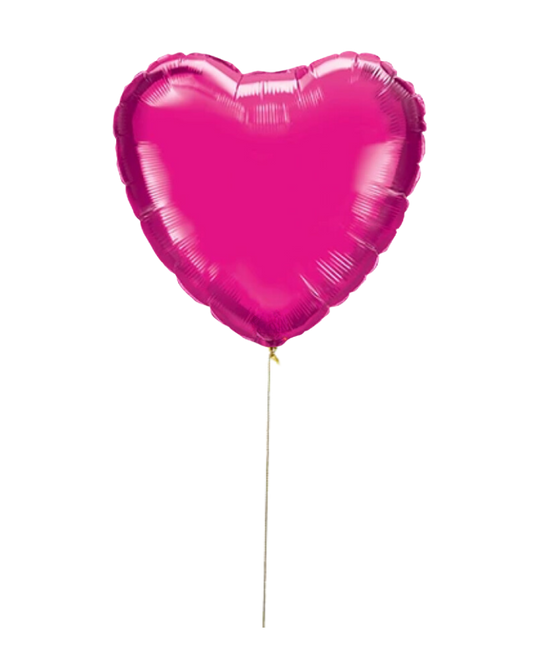 A bright pink jumbo heart-shaped foil balloon inflated with helium