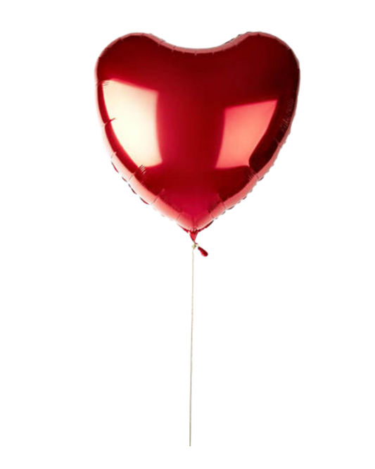 A red jumbo heart-shaped helium balloon