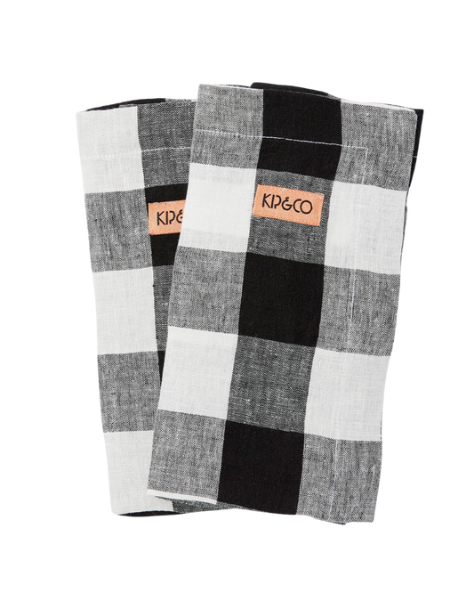 Black & White Gingham Linen Napkins