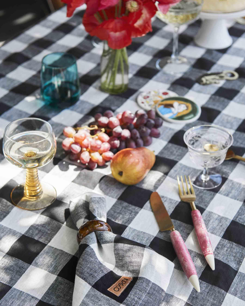 Black & White Gingham Linen Napkins