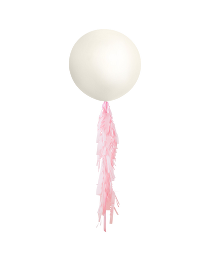 Lace Jumbo Balloon and Fringe Filled with Helium
