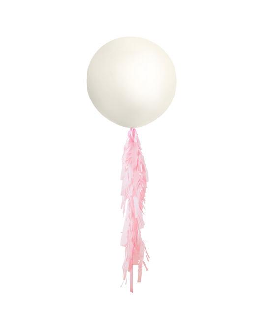 Lace Jumbo Balloon and Fringe Filled with Helium