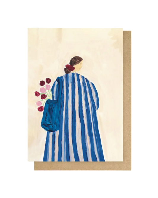 Lady with Flowers Greeting Card